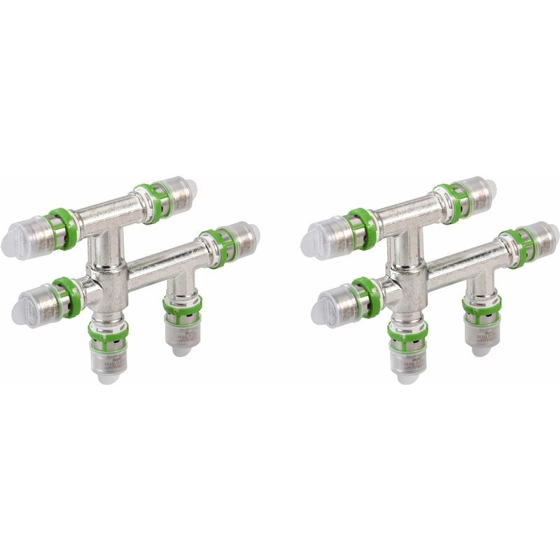 Té croisé métallique à sertir pour tubes multicouche - 20x2-16x2-16x2 - Raccords MultiSkin - 7495W201616 - Comap