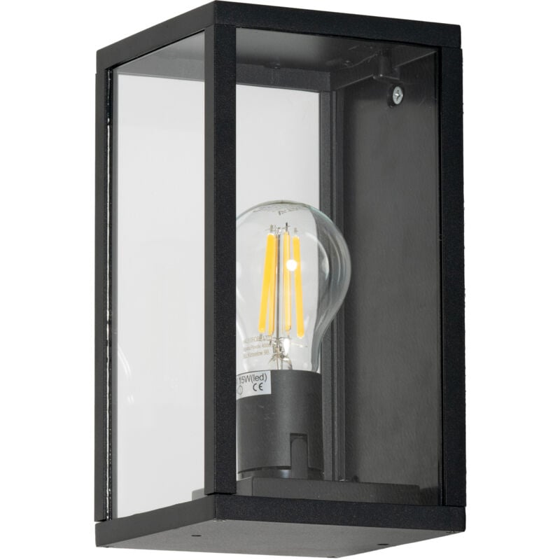 Pristol Apliqiue rectangular para bombilla E27 en color negro