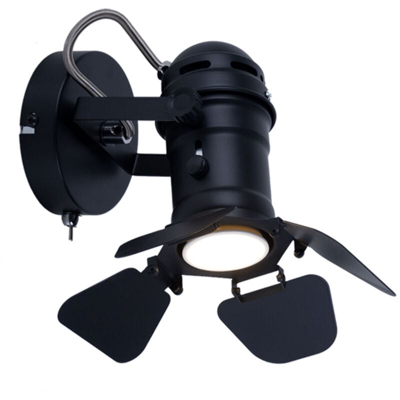 Applique retro chambre d'amis couchage éclairage rabats noirs spot réglable Globo 54650-1B