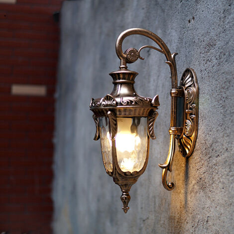 Applique murale rétro de style européen, applique d'extérieur, lampe de jardin étanche (12 W, lumière tricolore)