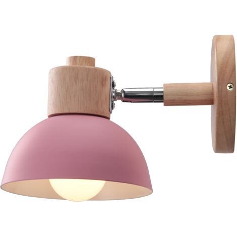 Applique Murale Rétro E27 Intérieur Lampe Murale Fer Forgé Bois Luminaire Murale Rose Chambre Salon Couloir Ø15CM - 1Pcs