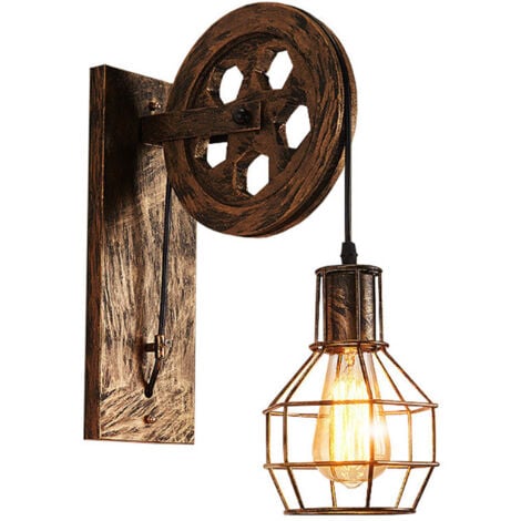Applique Murale Rétro Lampe Murale Vintage Applique Murale Intérieure En Métal Pour Allée Loft Couloir E27,Bronze