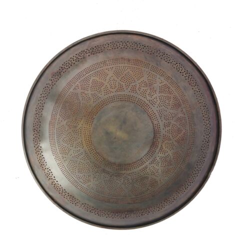 applique murale ronde cuivre et or design oriental métal ajouré - cuivre patiné doré oriental