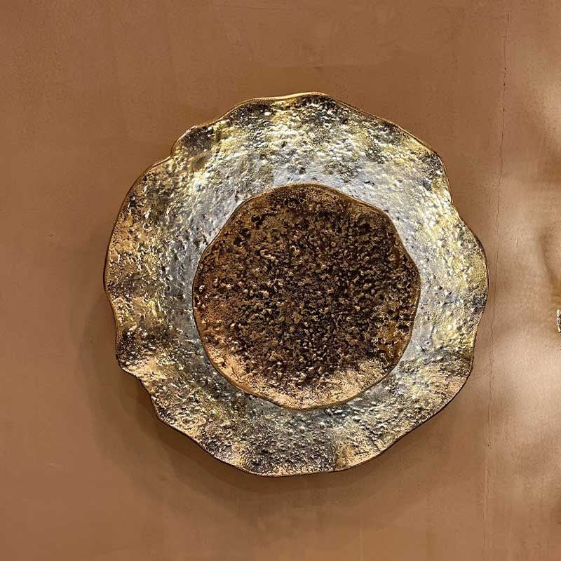 La Grande Prairie - Applique murale ronde martelée dorée 36x10cm