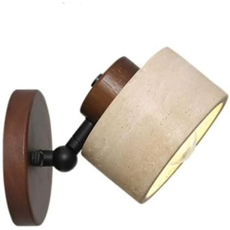 Applique murale rotative LED lumière chaude jaune travertin - Convient aux salons, salles à manger, bars, etc. - 1 pièce, couleur noyer
