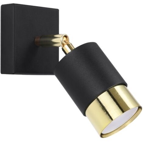 Applique murale salon spot lumineux orientable acier noir doré