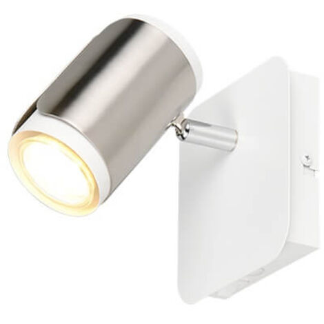 Applique murale salon spot métal blanc nickel mat interrupteur L 12 cm