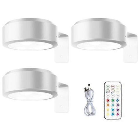 Applique murale sans fil pour tableaux avec télécommande, intensité variable, alimentation par piles, 13 couleurs RGB réglables, blanc parfait