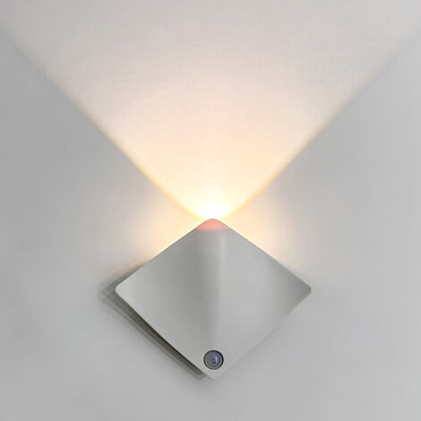 Applique Murale Sans Fil Rechargeable, Lampe à Détecteur de Mouvement, Applique Murale LED Magnétique, Veilleuse Décorative, Blanc