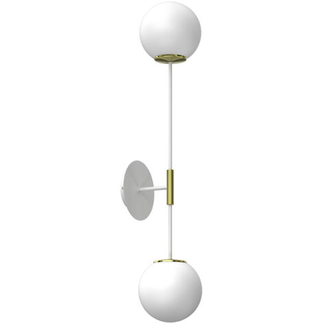 Applique murale Satelit blanc/or 2 globes E27 Luminex