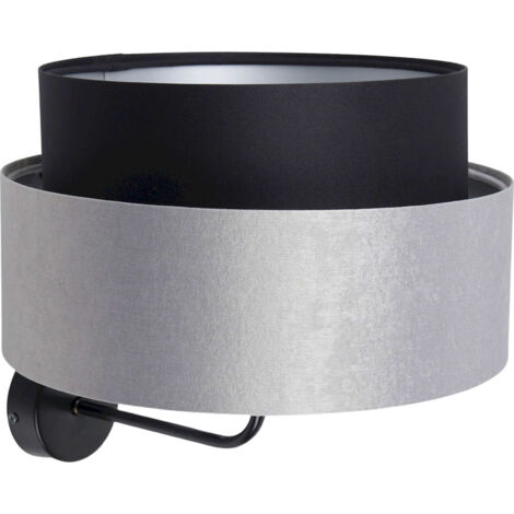 Applique murale satinée noire et grise élégance moderne - Noir et gris satiné avec base argentée