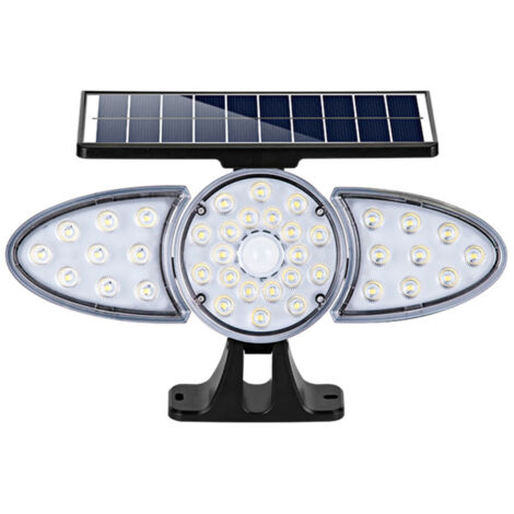Applique murale solaire à trois têtes pour extérieur, étanche, à LED, avec détecteur de présence, pour jardin ou cour Lampe d'éclairage paysager solaire