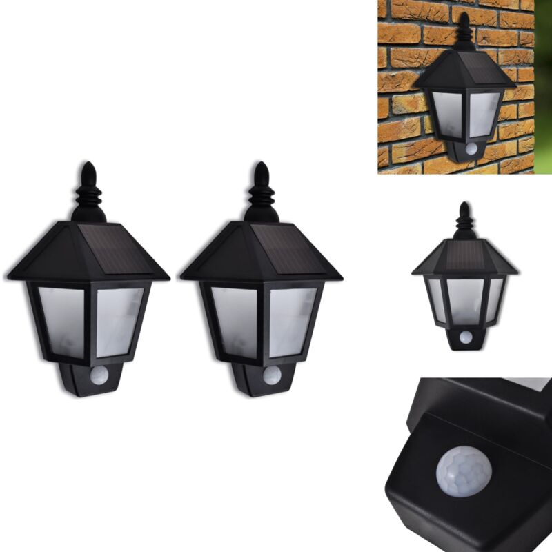 Applique murale solaire avec capteur de mouvement 2 pcs - Lampe Solaire Extérieure - Applique Murale Solaire - Éclairage Extérieur Solaire