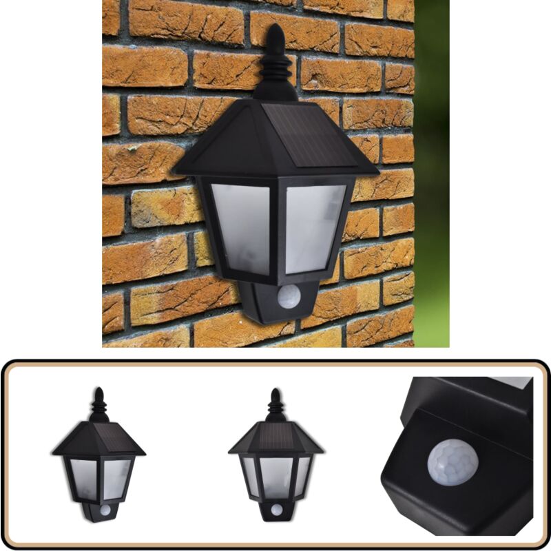 Applique murale solaire avec capteur de mouvement - Lampe Solaire Extérieure - Applique Murale Solaire - Éclairage Extérieur Solaire - Luminaire