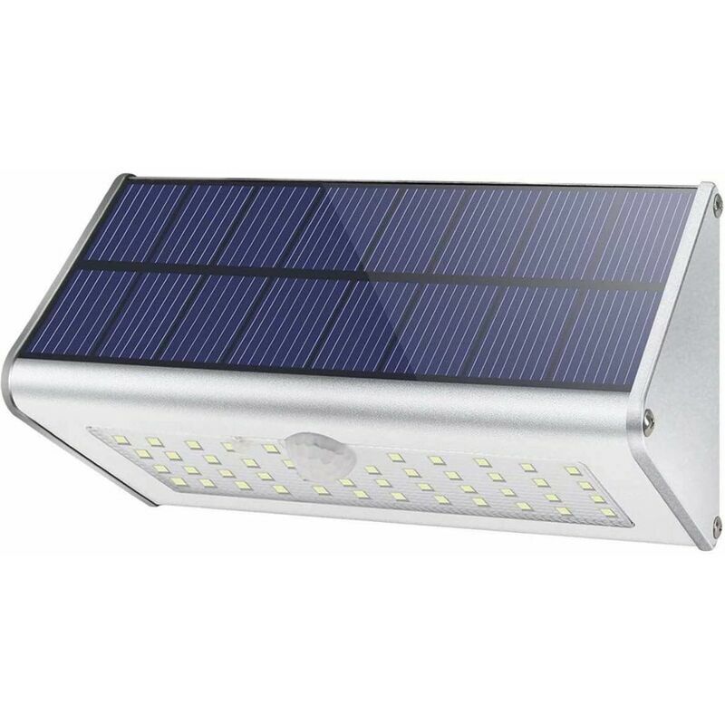 Applique murale solaire d'extérieur 1100 lumens 46 led – Coque en alliage d'aluminium, détecteur de mouvement, veilleuse étanche sans fil avec 4