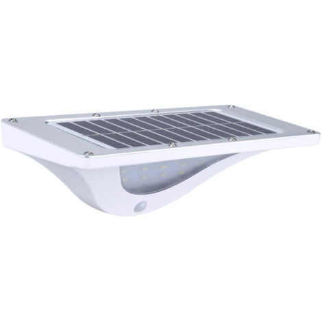 Applique murale solaire d'extérieur 16 LED étanche avec détecteur de mouvement PIR, lampe de jardin ou de terrasse, blanche
