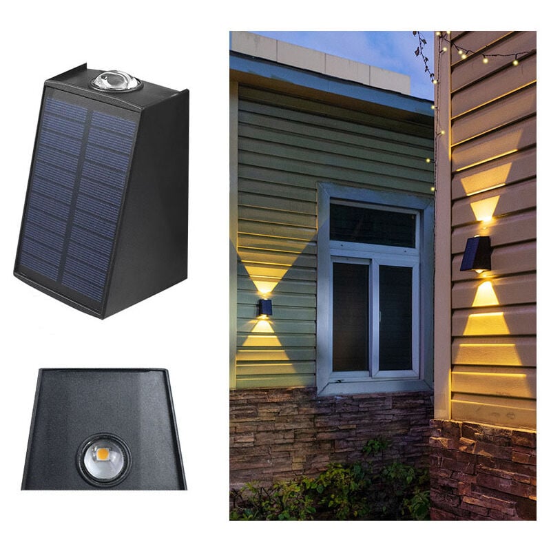 Applique murale solaire d'extérieur haut et bas, éclairage solaire de chemin, luminaire extérieur pour garage, porte d'entrée, couloir, porche,