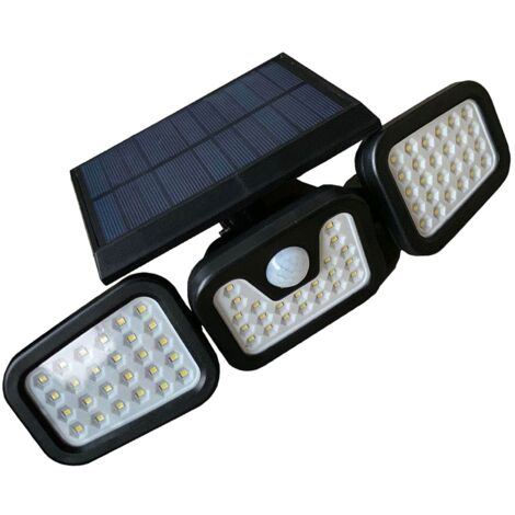 Applique murale solaire, éclairage rotatif sur trois côtés, lampadaire extérieur étanche pour la nuit, éclairage de cour à détecteur de mouvement, avec télécommande, capacité de 1600 mAh.