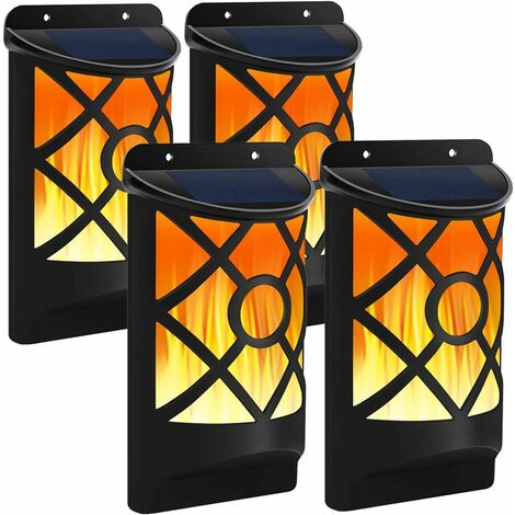Applique murale solaire extérieure Flash danse capteur de flamme marche/arrêt automatique veilleuse étanche 4 pièces
