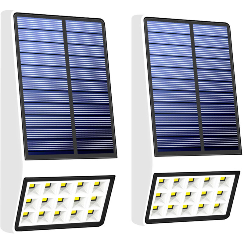 Applique murale solaire toujours allumée, contrôlée par la lumière, décoration extérieure étanche, lumière de cour de jardin, coque blanche, lumière
