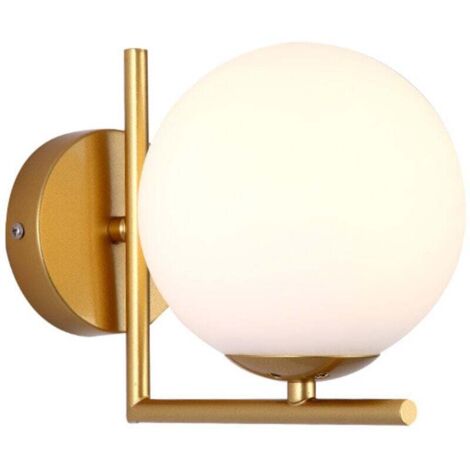 Applique murale sphérique dorée , lampe de chevet pour chambre à coucher