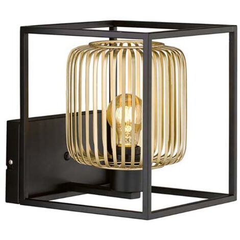Applique murale spot couloir luminaire métal noir doré chambre lampe L 23 cm