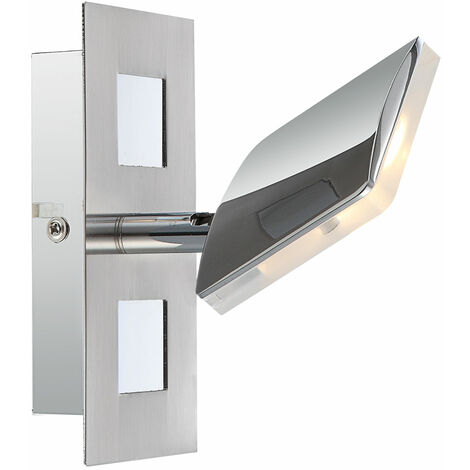 Applique murale spot lampe applique murale spot de couloir, spot mobile, nickel satiné, LED 6W 380Lm blanc chaud, Lxl 15x7 cm