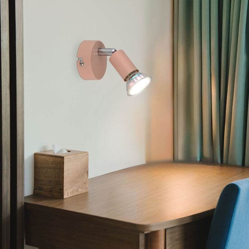 Globo - Applique murale spot lampe couleur pêche lampe de salon mobile h 8,5cm