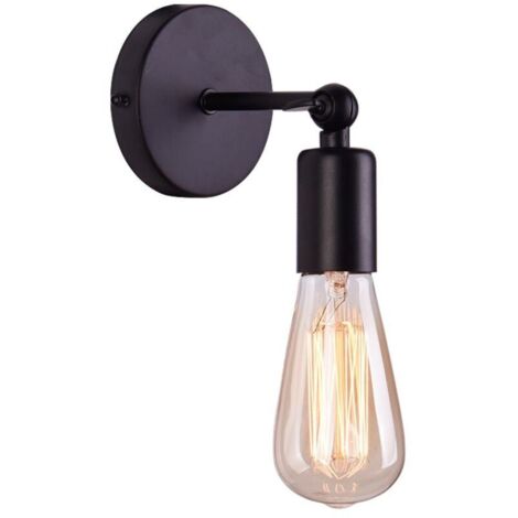Applique Murale Style Industriel Simple, Lampe Murale Réglable en Métal Fer Éclairage Douille E27 Décoration pr Maison , Bar , Restaurants, Café, Club ,Couleur Noir