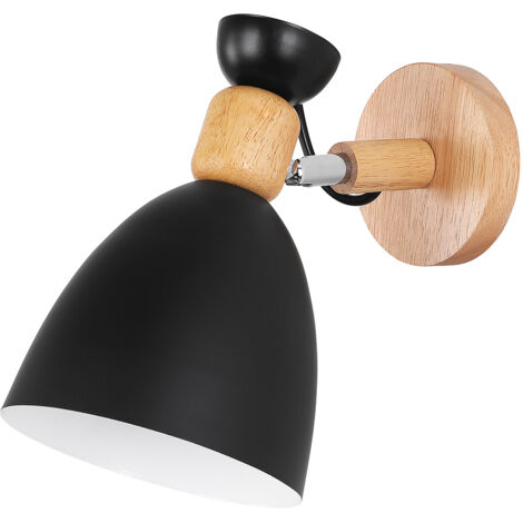 Applique Murale - Style Scandinave - Métal et Bois - Jorson Noir
