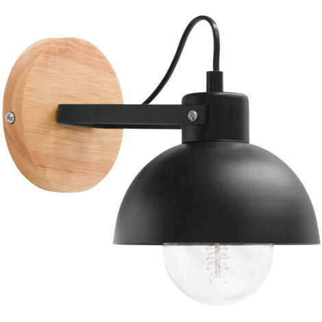 Applique Murale - Style Scandinave - Métal et Bois - Syla Noir