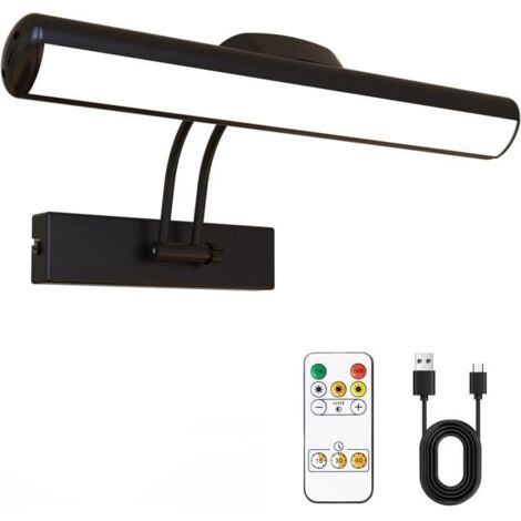 Applique murale télécommandée, lampe à tableau LED sans fil, tête de lampe LED rotative avec minuterie