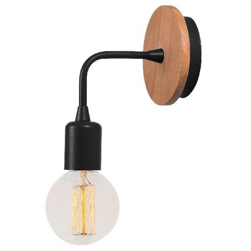 Applique Terni, Métal, Bois, Noir, Bois, 12x10x13 cm