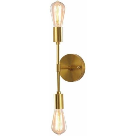 Applique murale Tigrezy Gold, lampe de salle de bain à 2 lumières, douille E27, miroir, couloir, cuisine, chambre, salon