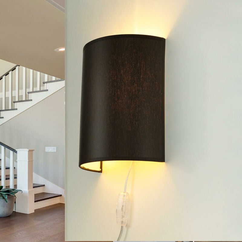 Applique murale d'intérieur Alice au design Loft de style moderne en tissu brun foncé avec câble E27 - Marron