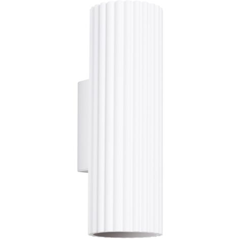 Applique murale tube blanc strié 20cm 2xGU10 haut/bas
