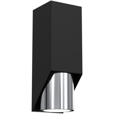 Applique murale tube noir/chrome Wall GU10 8W Luminex
