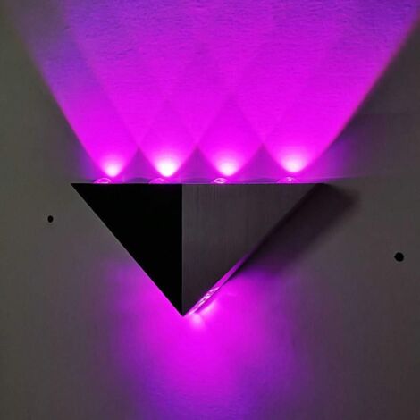 Applique Murale Up and Down, Lumières modernes d'intérieur de lavage de mur 5W Lampes néon modernes de forme triangulaire LED pour chambre(violet)