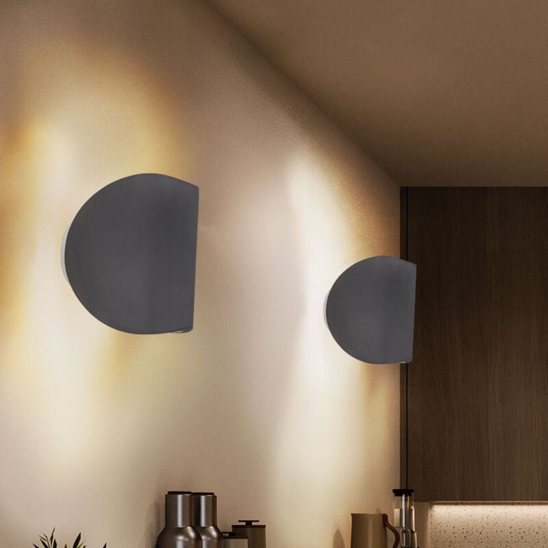 Applique murale Up and Down spot mural applique de salon lampe d'escalier en béton, gris, 1x led 6W 150lm, LxH 12,6x15,7 cm, lot de 2
