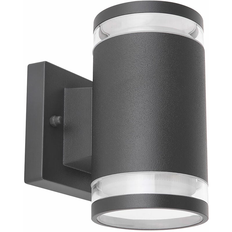 Lampe de tache de mur extérieur vers le haut vers le bas éclairage de cour anthracite en verre d'aluminium léger