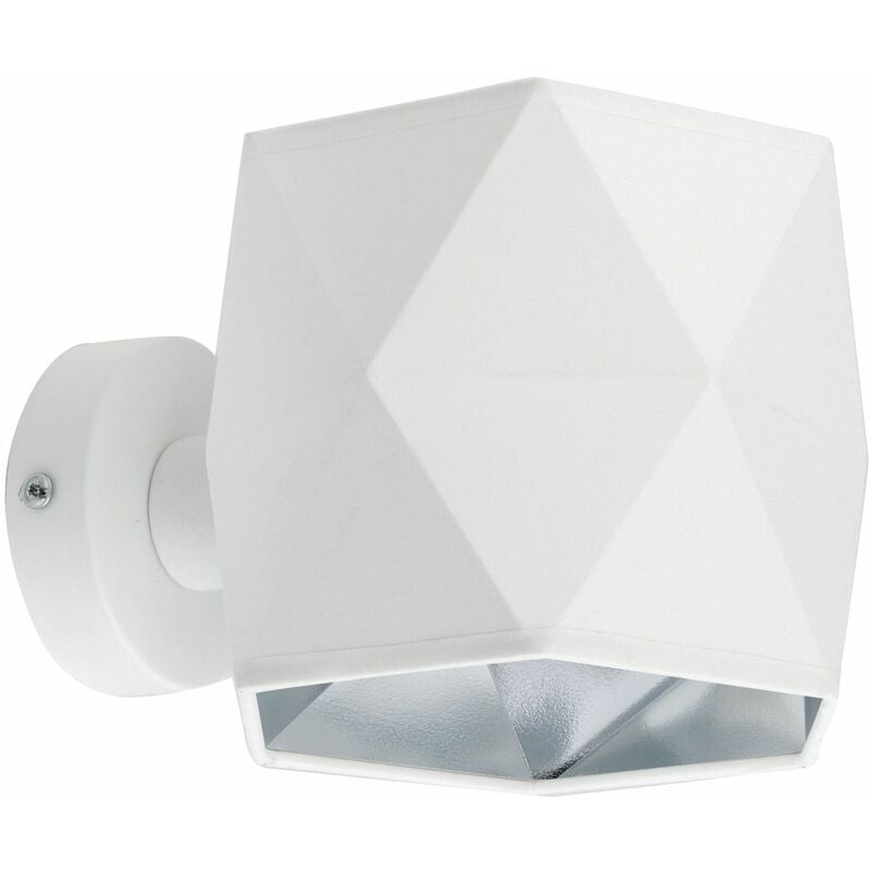 Applique Murale Up Down en Tissu Blanc Argenté h: 14 cm E27 Moderne Salon Couloir Luminaire de Mur