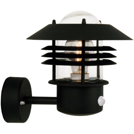 Applique murale VEJERS Up Sensor Métal Noir, H.23 - IP54 - E27 /Nordlux Extérieur