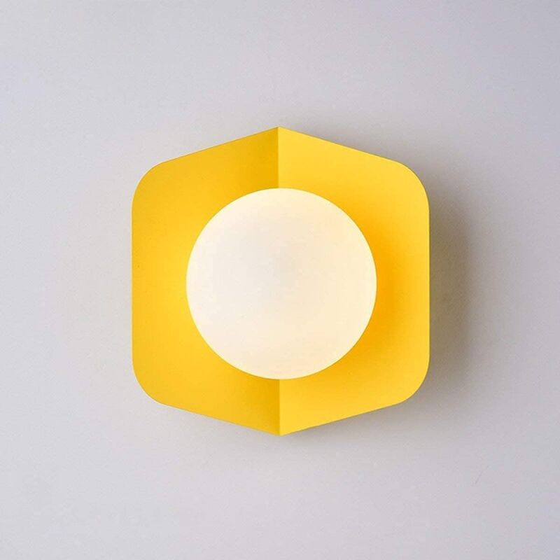 Applique Murale Vintage Appliquer Macarons Nordiques Couleur Bonbon Luminaire Applique Interieur pour Chambre Salon Couloir Restaurant (1 Pack, Jaune)