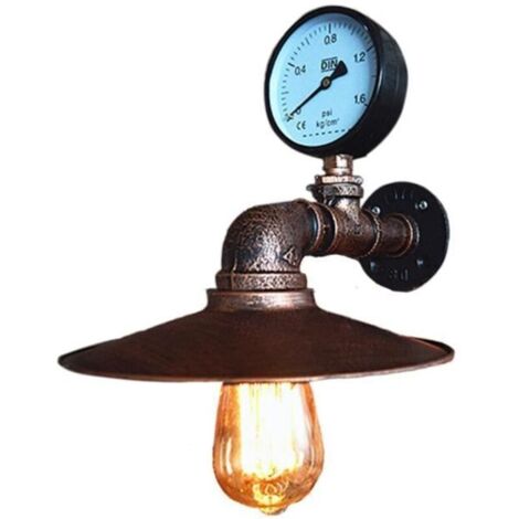 Applique murale Vintage Industrielle Tuyau Robinet Finition de Fer Lampe Lustre abat-jour pour chambre, bar, salon Rouille