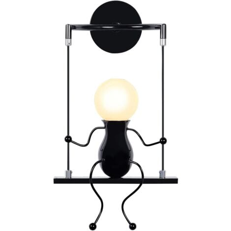 Applique Murale Vintage Rétro, E27 Humanoïde Créatif Lampe Murale Industrielle, Swing Noir Applique Murale Intérieure pour Chambre D'enfant, Salon, Chambre à coucher, Escalier, Couloir, Restaurant
