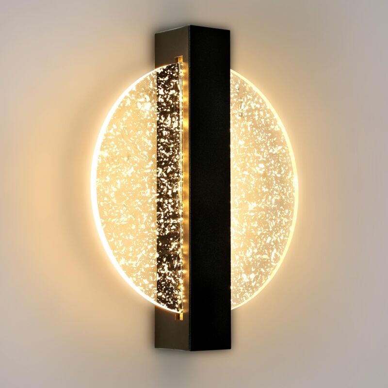 Image of Applique Murale Interna LED nera 12W, rotonda 1500 lm, applique murale LED moderna e creativa, applique murale interna per camera da letto,