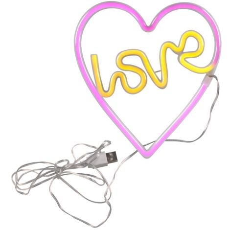 Applique néon cœur Love LED 3W USB/piles blanc Polux