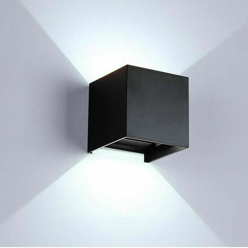 Image of Applique Nero Cubo Led 10w Faretto Lampada Parete Muro Luce Freddo 6000k