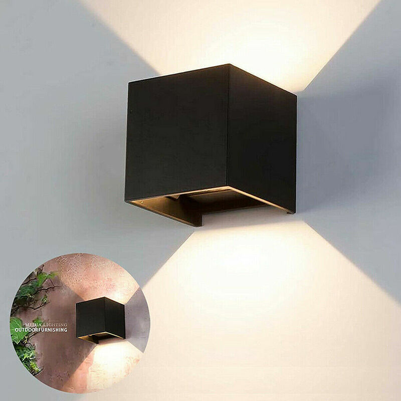 Image of Applique nero cubo led 10W faretto lampada parete muro luce naturale 4000K