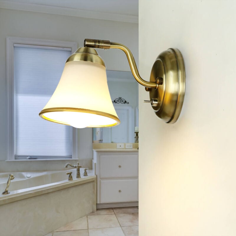 Applique d'intérieur Grando de couleur cuivre au design antique de style Art nouveau pour salle de bains E14 - Bronze, blanc